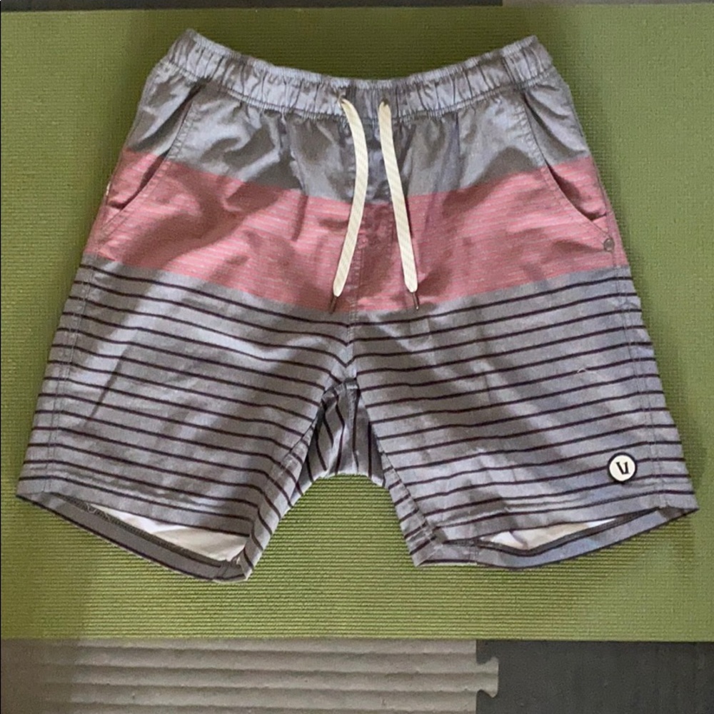 Vuori Gray and Pink Athletic Shorts